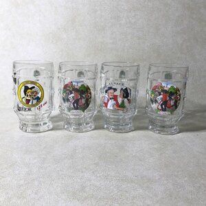 Alsace France Set of four vintage glass beer mugs barware cups handled heavy